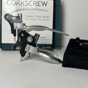 MIU France Professional Connoisseur Corkscrew 90050 All Metal Gears Silver Black